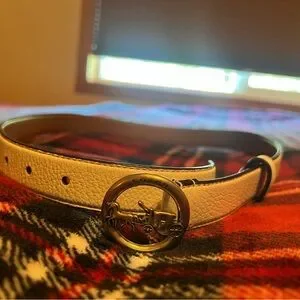 Coach | Accessories | Coach Gold Buckle White Leather Belt 